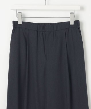 J.PRESS LADIES 【洗える】セルロースリネンストレッチ タックワイドパンツ ネイビー系