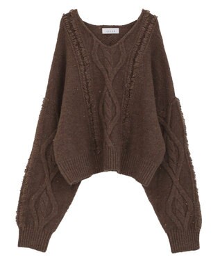 Green Parks ■ＥＳＣＡＲ　フリンジケーブルポップコーンニット