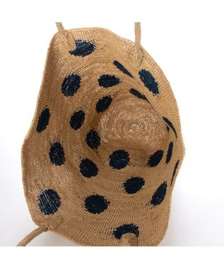 UNBILLION カシュカシュ cachecache / ドット柄ラフィアビッグトートバッグ カゴバッグ ネイビー