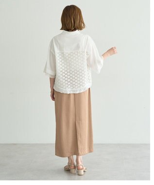 YECCA VECCA レースMIXレイヤードハーフスリーブシャツ White