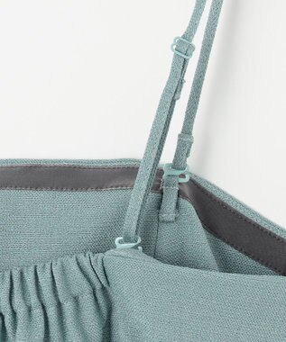 自由区 L 【セットアップ対応・接触冷感・洗える】リネンライクシンセティックキャミ ビスチェ ライトブルー