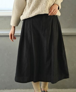 muuc 〈ロングシーズン心地良いウールリネン生地〉後ろウエストゴム有り 両サイドにベルト調節有り 裏地有り スカート