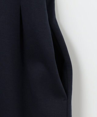 組曲 シャツスリーブポンチ ワンピース ネイビー×オフ系