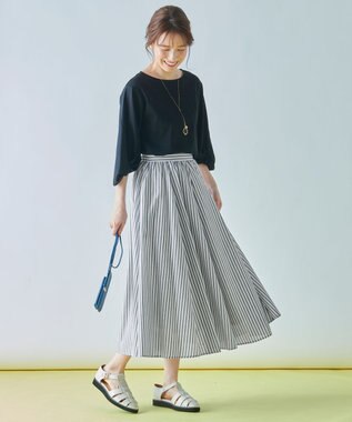 ANY 【接触冷感】シルケットスムース ツイストスリーブトップス ブラック