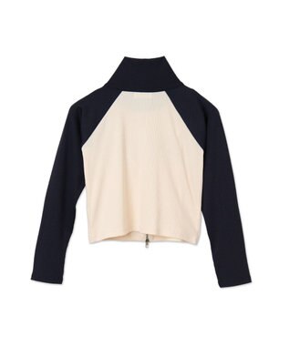 WEGO ダブルジップワッペンロゴラグランロンT ネイビー