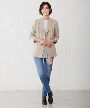 J.PRESS LADIES 【洗える】 BEZ VEGA ピンタック ストライプ ブラウス ネイビー系1