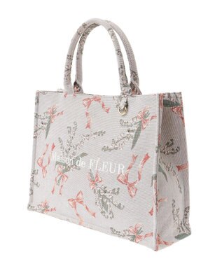 Maison de FLEUR すずらん柄ゴブランスクエアトートバッグ Gray