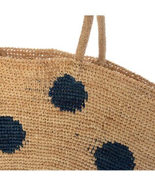 UNBILLION カシュカシュ cachecache / ドット柄ラフィアビッグトートバッグ カゴバッグ ネイビー