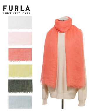 MOONBAT FURLA (フルラ) 無地ストール 麻 カシミヤ  180cm×85cm  手洗い可能 オレンジ