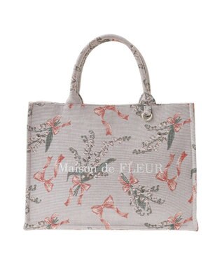 Maison de FLEUR すずらん柄ゴブランスクエアトートバッグ Gray