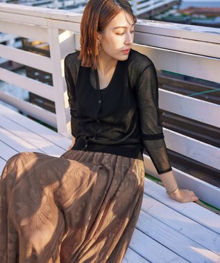 Tiaclasse シアーショートカーディガン ブラック