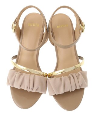 Green Parks ・ｍｉｎｉａ　ギャザーストラップサンダル Beige
