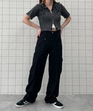 WEGO マルチポケットワイドカーゴパンツ ブラック