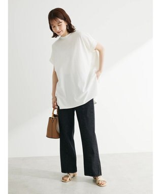 Green Parks 汗じみ防止Ｗカフスフレンチチュニック Off White