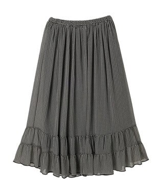 AMERICAN HOLIC 幾何学柄裾ティアードスカート Black