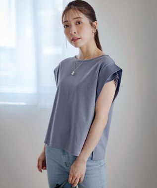 組曲 S ハシゴレースフレンチスリーブ カットソー チャコールグレー系