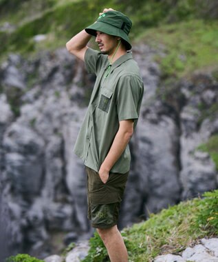 PW CIRCULUS 【UV遮蔽率97.8% / 軽量のDotAir / 高通気 / 軽撥水】【MEN】メッシュポケットシャツ ゴルフ カーキ系