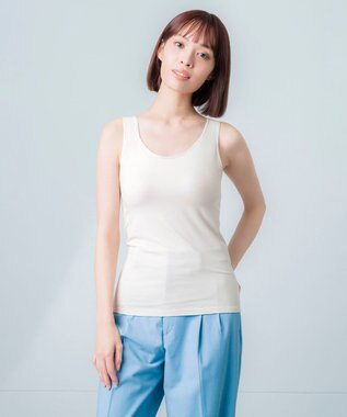 Wing カップ付きインナー あったか素材 ラク きれいなバストシルエット 【シンクロブラトップ】 ノースリーブ タンクトップ 秋 冬 ET1165 ウイング／ワコール クリーム