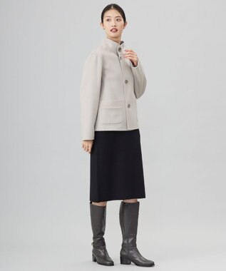 J.PRESS LADIES 【リバーシブル】ウールナイロンリバー スタンドカラー コート ライトグレー×ベージュ系