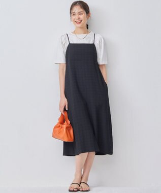 組曲 ステッチストライプドビー キャミワンピース ブラック系