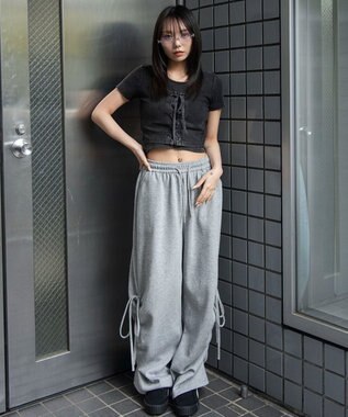 WEGO ヴィンテージライクレースアップT スミクロ