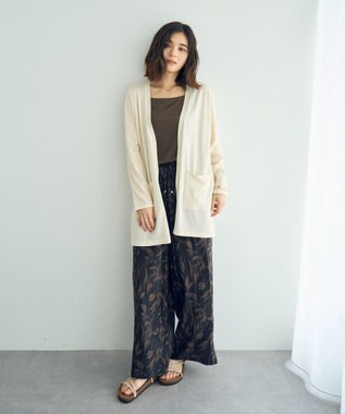 YECCA VECCA スリットミドル丈カーディガン Ivory
