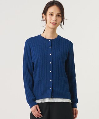 J.PRESS LADIES S 【人気定番アイテム】KNIT BASIC クルーネック カーディガン ロイヤルブルー系