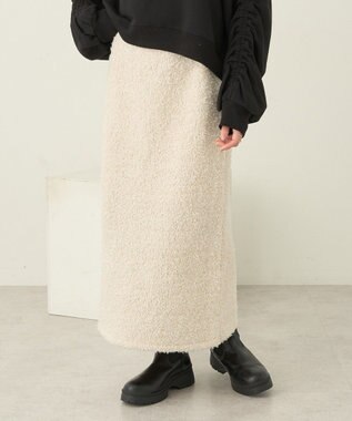 earth music&ecology ラメニットナロースカート Ivory