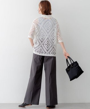 23区 S 【先行予約】エンブロイダリーレース ポロ ニット ホワイト系