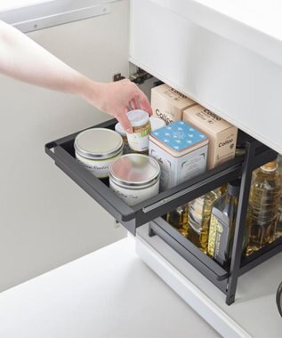 tower シンク下スライドラック タワー 2段 ブラック ブラック