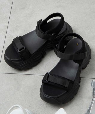 WEGO 【S～XLサイズ】厚底ダッドスポーツサンダル ブラック