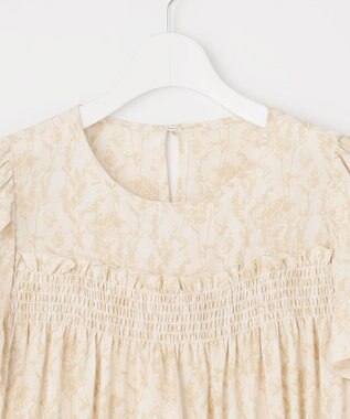 Feroux 【洗える】フラワープリントドロスト ワンピース ライトイエロー系3