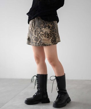 WEGO ダメージレオパードミニスカパン ベージュ