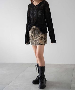 WEGO ダメージレオパードミニスカパン ベージュ