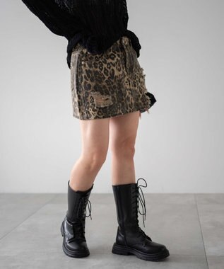 WEGO ダメージレオパードミニスカパン ベージュ