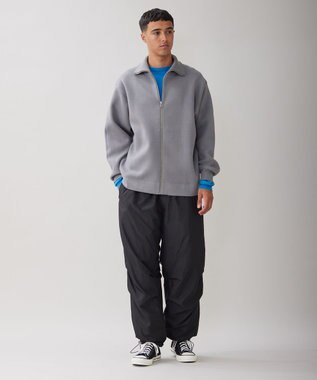 UNFILO MENS 【男女兼用/新色追加】スウェットライク ジップ タートルネックニット [24年秋冬商品] グレー