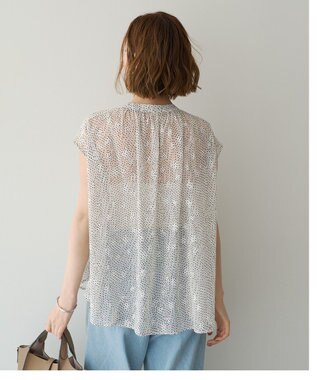 YECCA VECCA シアードット柄ブラウス Off White