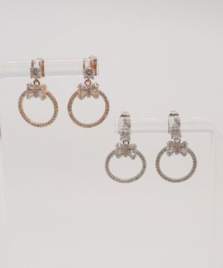 Tiaclasse 【金属アレルギー対応】リボンサークルピアス ピンクゴールド