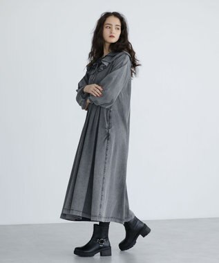 Green Parks ■ESCAR デニムラッフルカラーワンピース