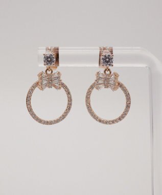 Tiaclasse 【金属アレルギー対応】リボンサークルピアス ピンクゴールド