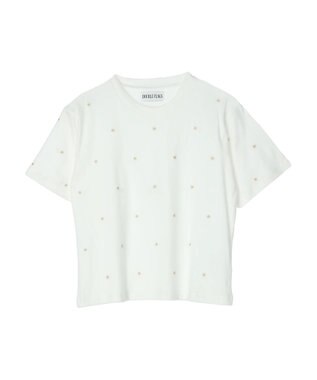 Green Parks ・Ｄｏｕｂｌｅ　Ｆｌａｇｓ　フラワー刺繍Ｔシャツ Off White