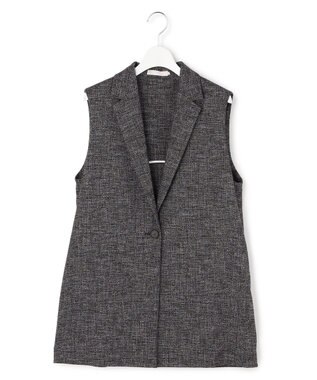 ICB L ミックスブッチャー バックスリットジレ ブラック×オフホワイト