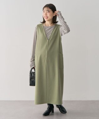 Green Parks 前後２ＷＡＹハーフＺＩＰジャンパースカート Khaki