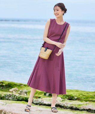 Tiaclasse L 【洗える】裾フレアAラインワンピース パープル