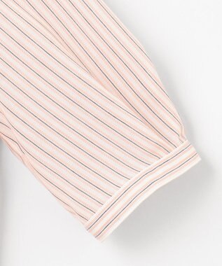 J.PRESS LADIES 【洗える・接触冷感】ドビー強撚ストライプ スキッパー ブラウス オフ×ピンク×ネイビー系