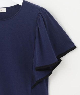 Feroux 【UVケア】バイカラーラッフルスリーブ Ｔシャツ ブルー系