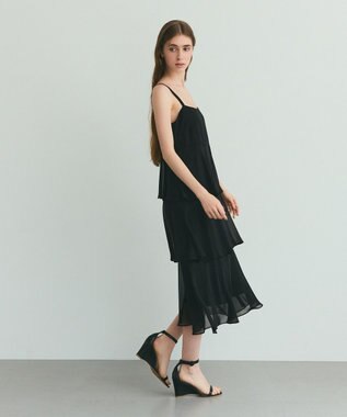 GRACE CONTINENTAL シフォンケープドレス ブラック