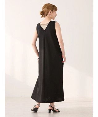 AMERICAN HOLIC 丈違いジョーゼットＶネックワンピース Black