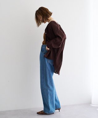 YECCA VECCA ドライタッチシアーバンドカラーシャツ Brown