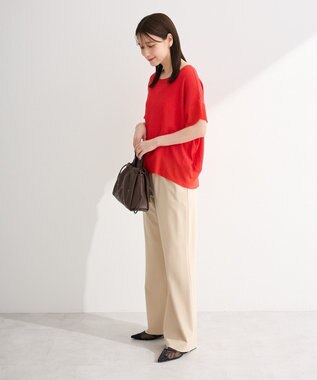 Green Parks シアーリブ切替楊柳プルオーバー Red